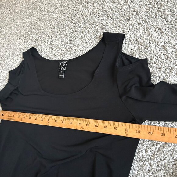 Clara Sunwoo Women's M Black Cold Shoulder Tunic Dress 3/4 Sleeve - Picture 7 of 11